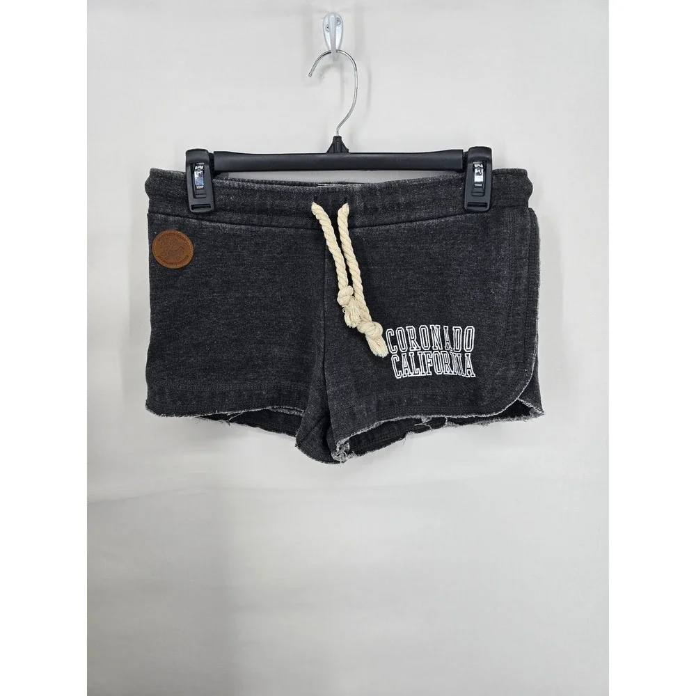 Pop Surf Coronado California Acid Wash Lounge Shorts Charcoal Grey Small